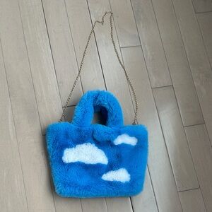 Fluffy Blue Cloud Shoulder Bag